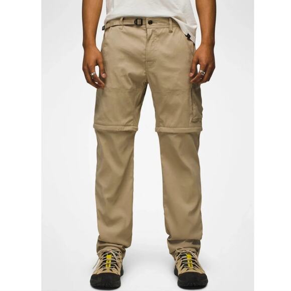 NEW Prana Stretch Zion Durable Convertible Men's Tan Cargo Pants Sandbar Tan - Picture 2 of 14